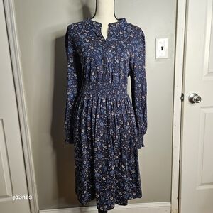Boden Blue Floral Long Sleeve Dress 14L